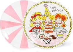 Blond Amsterdam Gebaksbord - Set - Girls/Pink Stripe